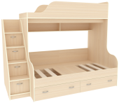 Двухъярусная кровать Дуэт-15 с лестницей комодом