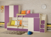  Двухъярусная кровать Лео с лестницей комодом