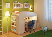 Кровать чердак Л-11.4 с полками