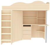 Кровать чердак Пионер с деревянной лестницей