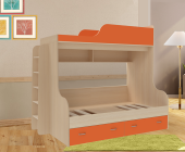 Двухъярусная кровать Дуэт-15 с деревянной лестницей