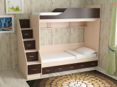 Двухъярусная кровать Дуэт-14 с лестницей комодом