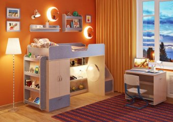 Кровать чердак Л-3.6 с полками