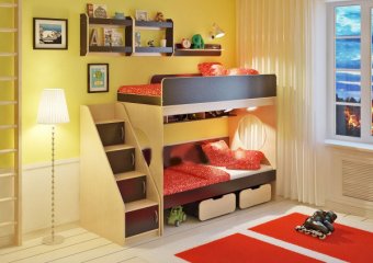 Двухъярусная кровать Л-7.3 с полками