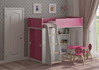 Кровать чердак со шкафом-купе Л-42.5.3